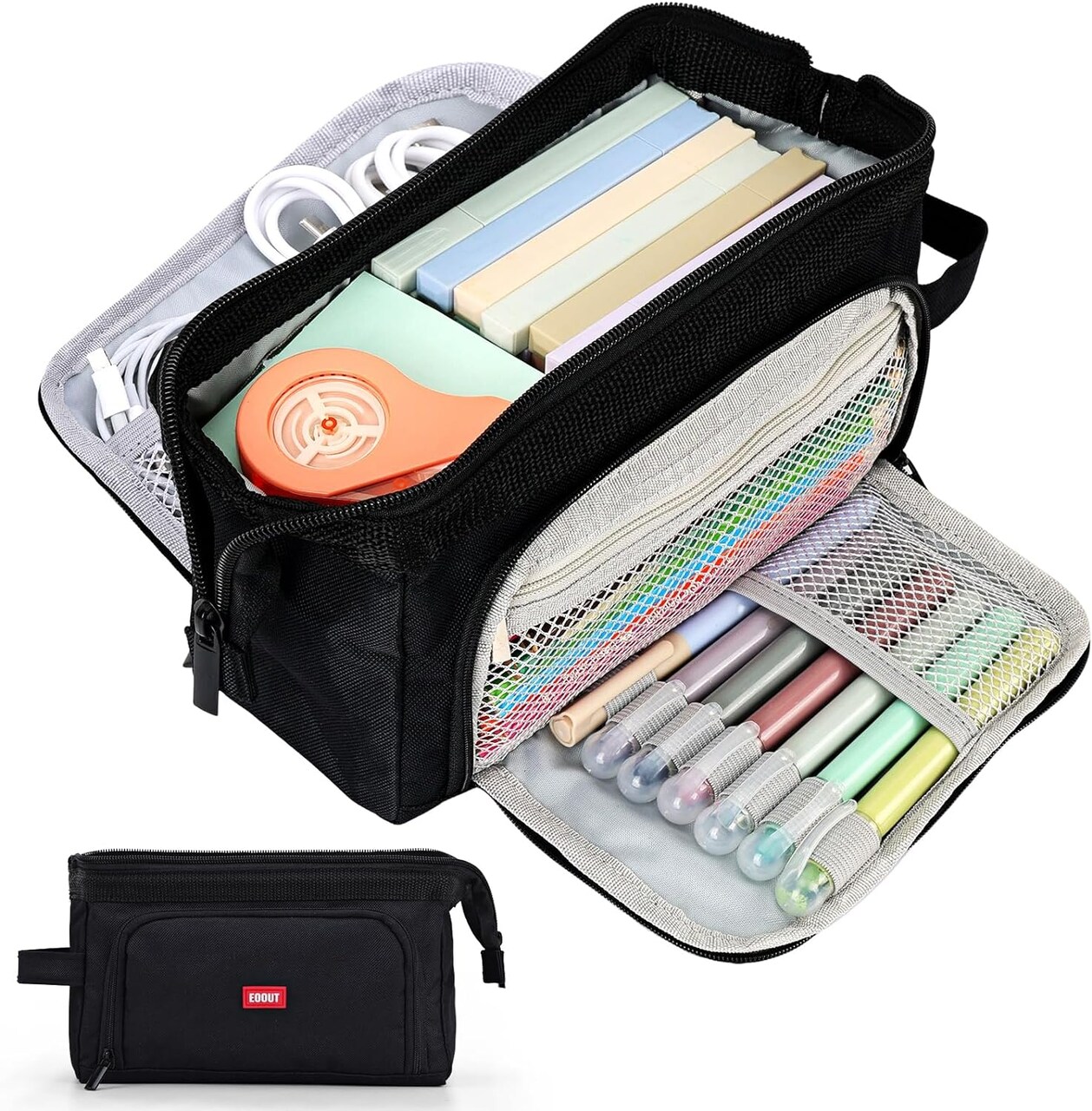 Pencil Case, Pencil Pouch Pen Bag Office Supplies Stationery, Big Capacity Pencil Case for College Middle School Travel (Black)